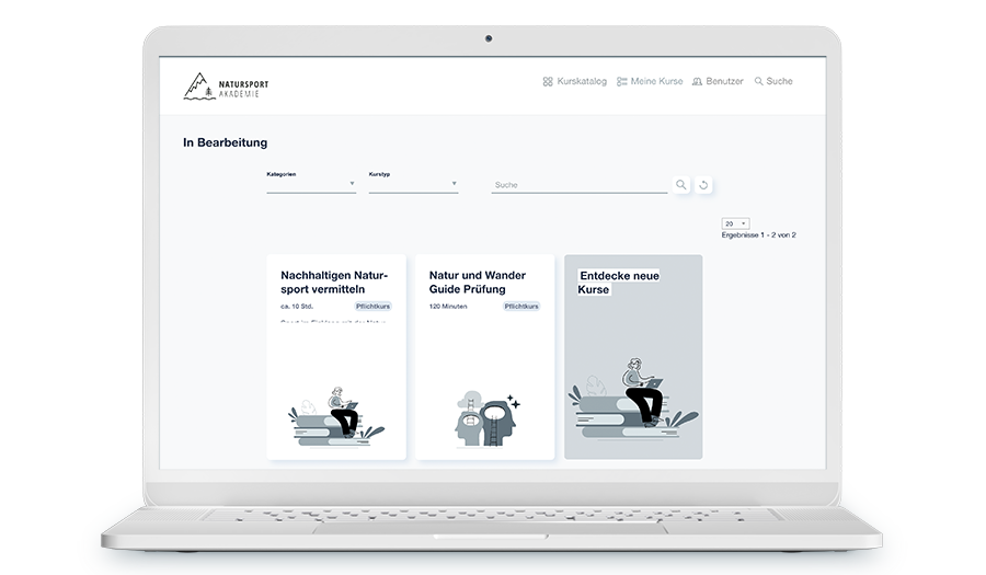 Laptop mit Screenshot aus dem LMS