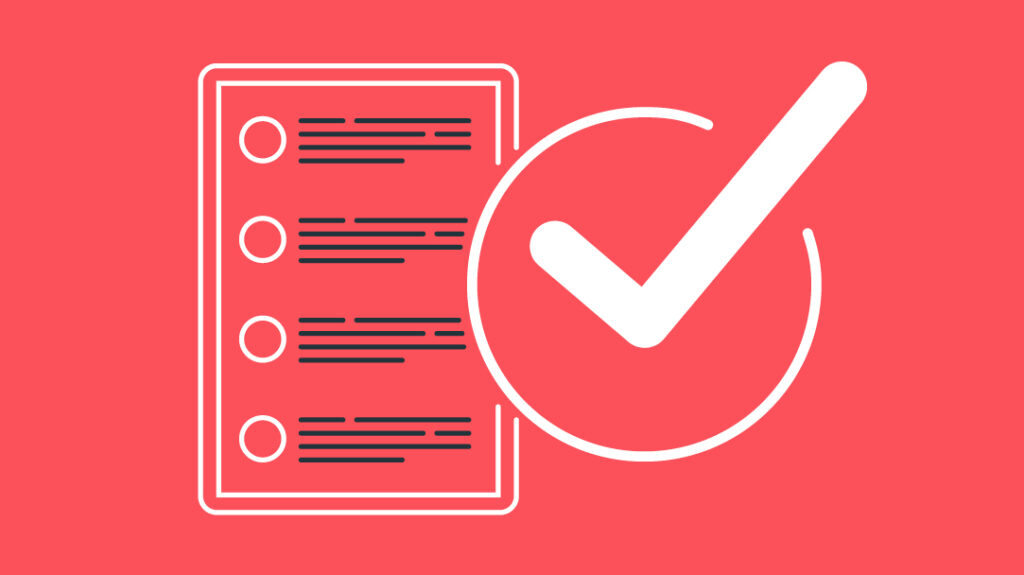 Icon das für eine Checkliste steht und ein großer Haken daneben.