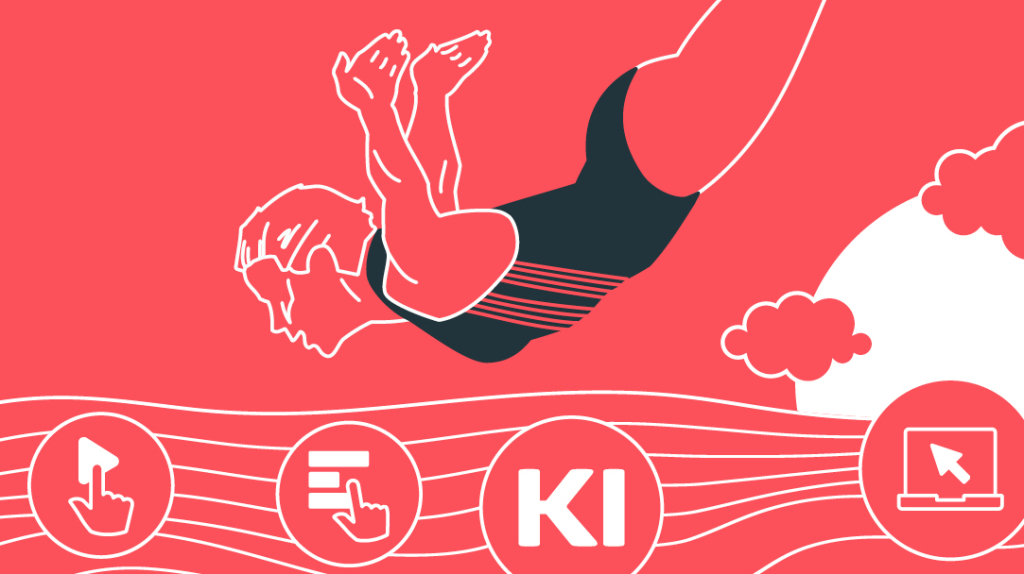 Illustration einer schwimmenden Person die gerade in das Wasser springt.