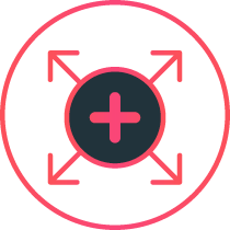 Icon eines Pluszeichen, das expandiert