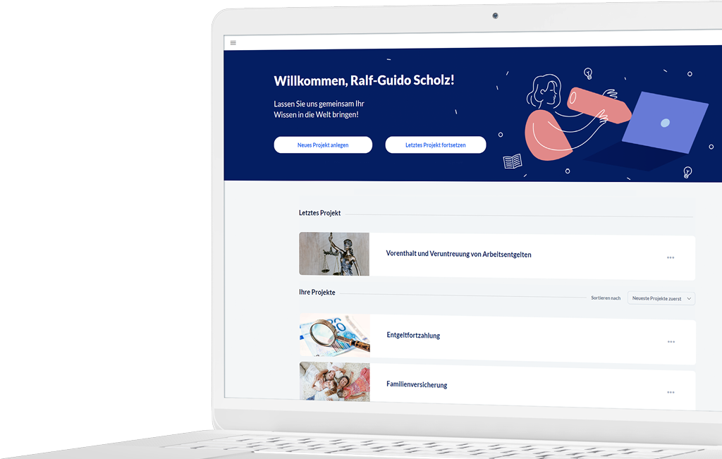 Laptop mit Screenshot der Startseite von knowtion.