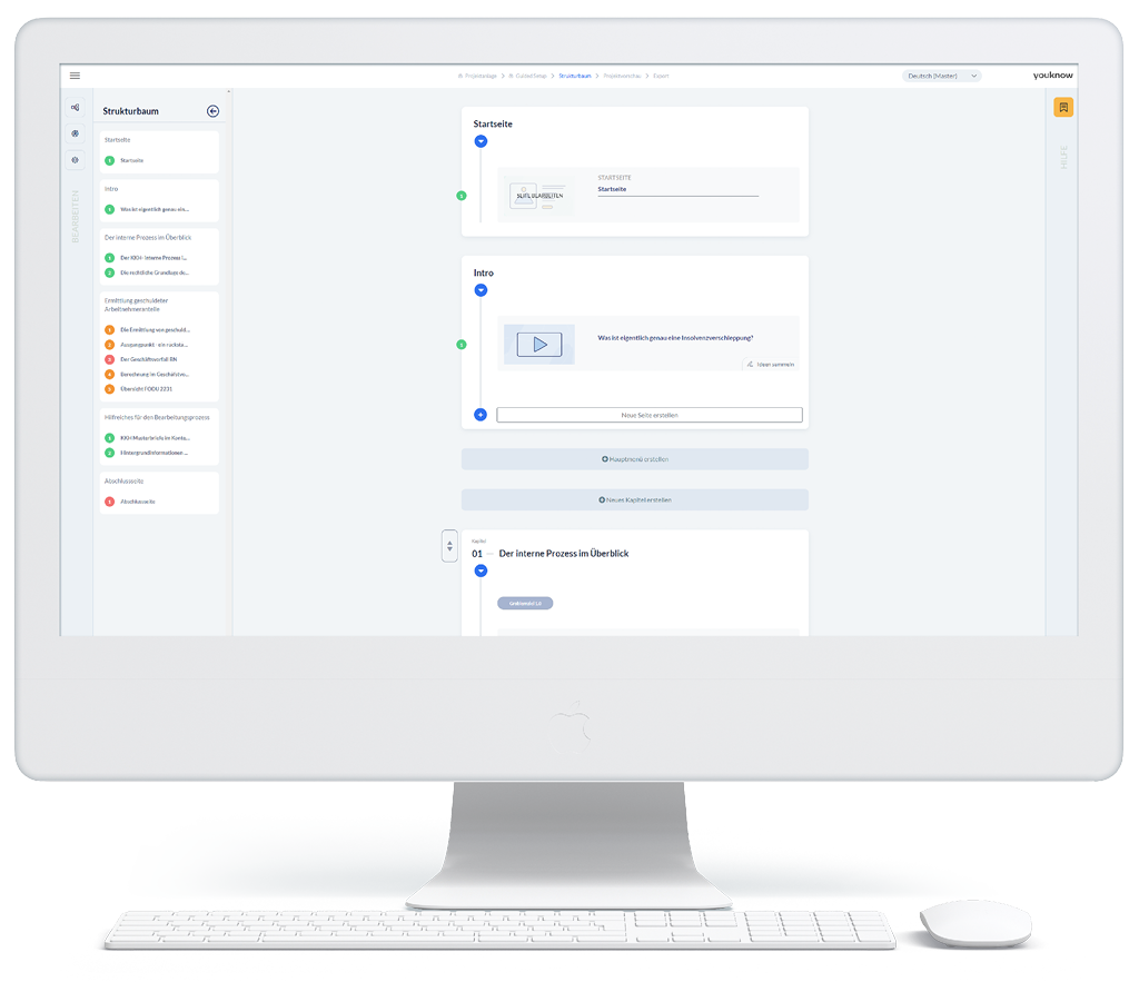 Computermonitor mit einem Screenshot der Übersichtseite eines Trainings von knowtion.