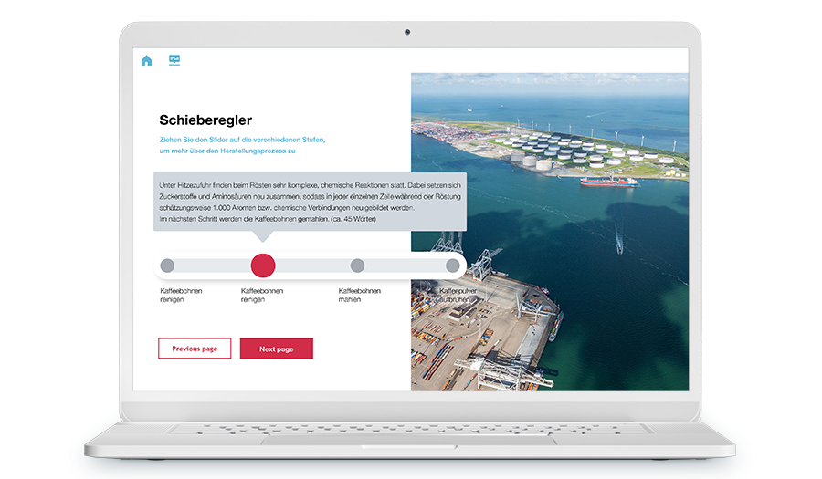 Laptop mit Screenshot aus einem Training, es geht um chemische Reaktionen.