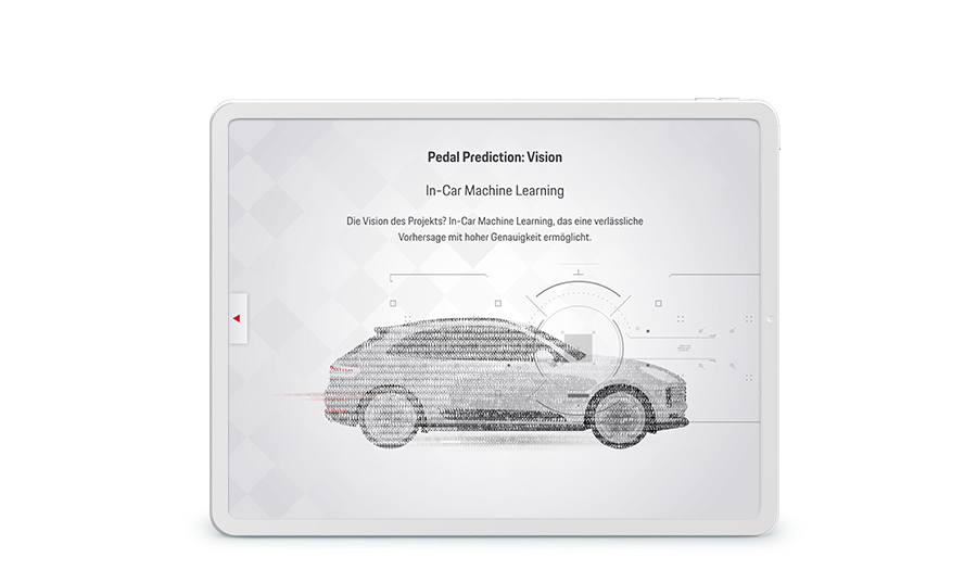 Tablet mit einem Screenshot aus dem Training. Es geht um In-Car Maschine learning.