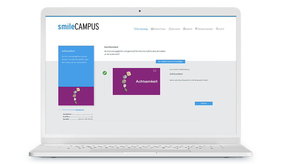 Laptop mit Screenshot aus dem LMS