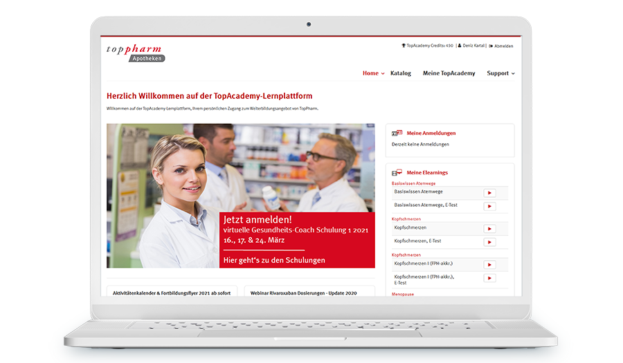 Laptop mit Screenshot aus dem LMS