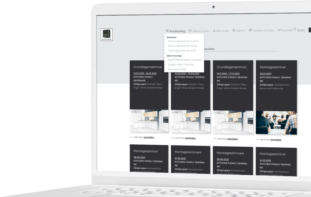 Eine Nahaufnahme eines Laptops mit einem Screenshot des LMS der baumann Group