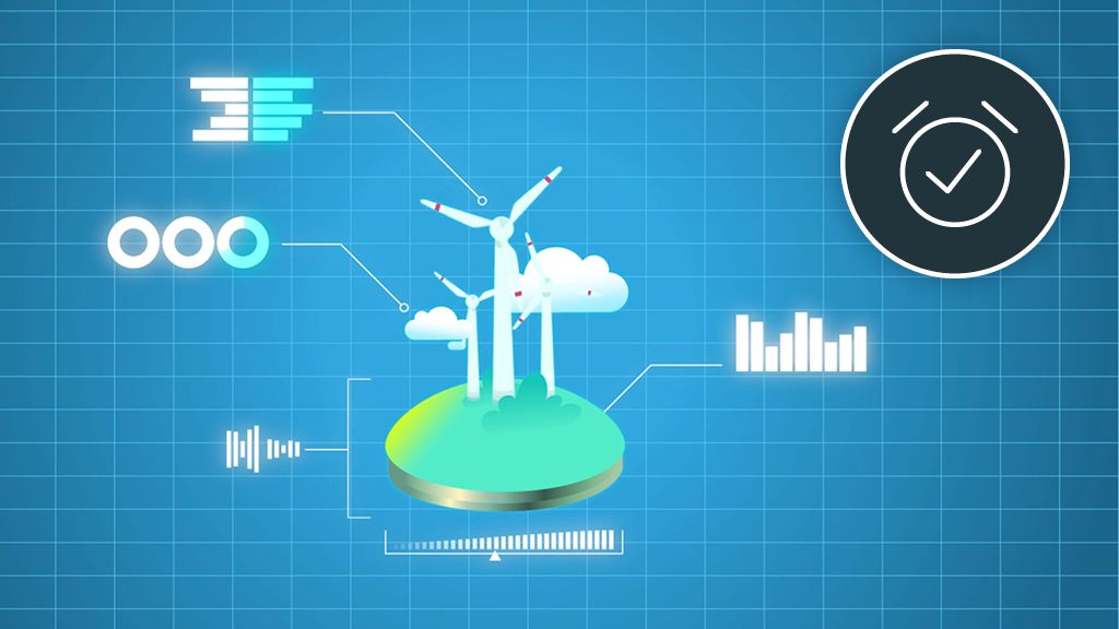 Eine illustrierte Infografik die drei Windräder und technische Daten zeigt.