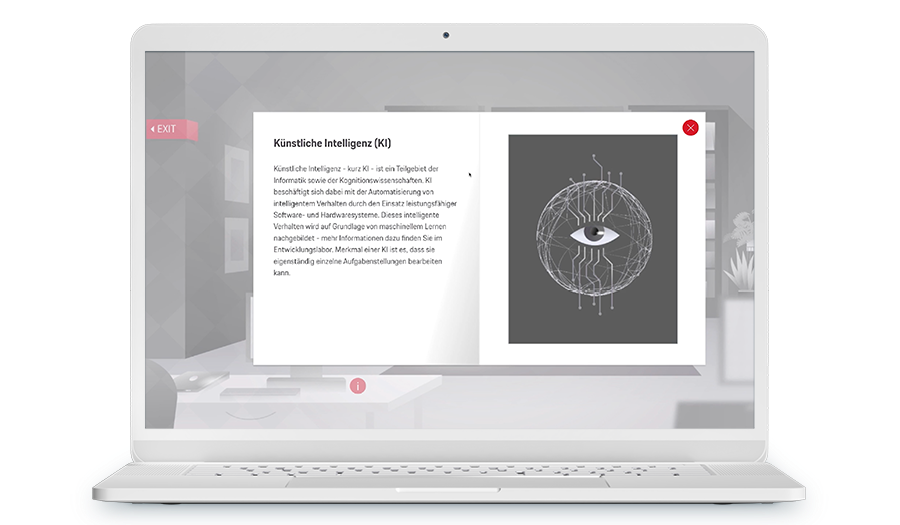 Laptop mit Screenshot aus einem Training über KI.