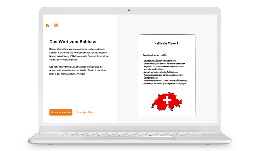 Laptop mit Screenshot aus dem Training, es zeigt das Wort zum Schluss.