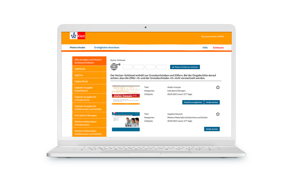 Laptop der einen Screenshot der Anwendungsinhalte zeigt.