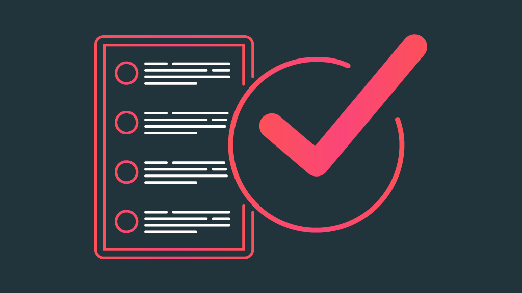 Icon das für eine Checkliste steht und ein großer Haken daneben.