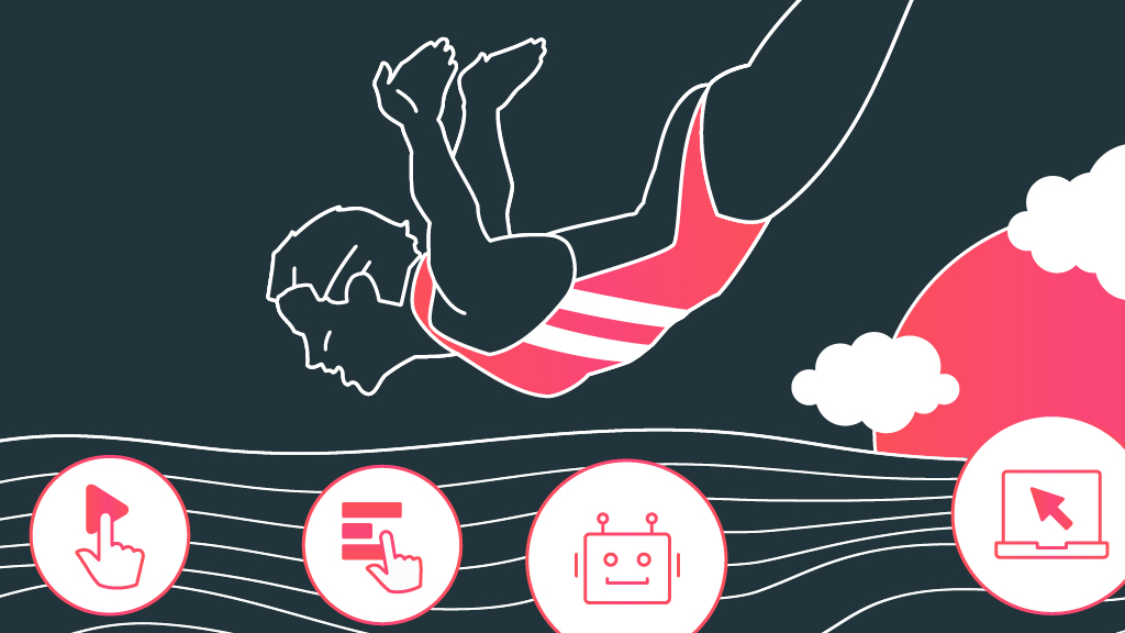 Illustration einer schwimmenden Person die gerade in das Wasser springt.