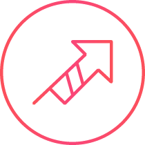 Icon eines Pfeils nach oben der an eine Rakete erinnert