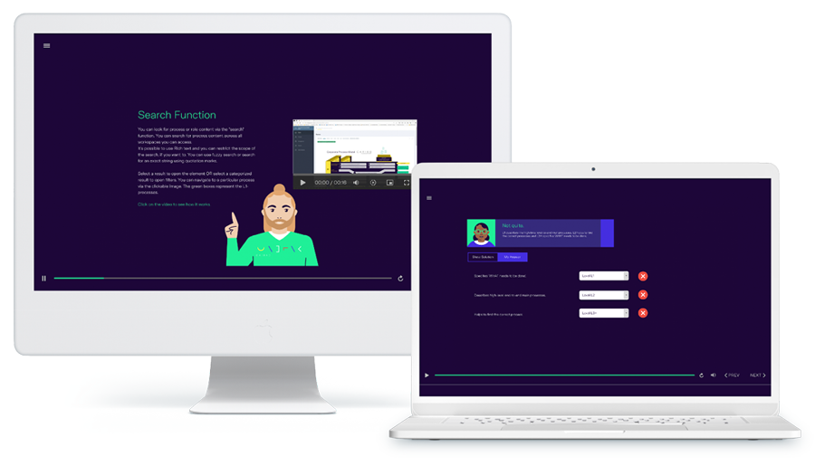 CARIAD CPM & Stages Trainingscamp Device Mockups Monitor und Laptop mit Trainings Screens