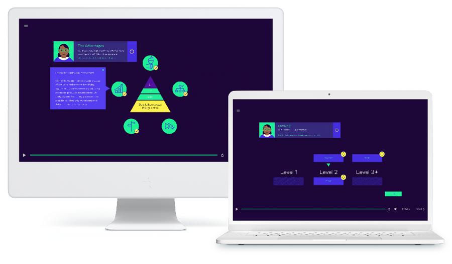 CARIAD CPM & Stages Trainingscamp Device Mockups Monitor und Laptop mit Trainings Screens