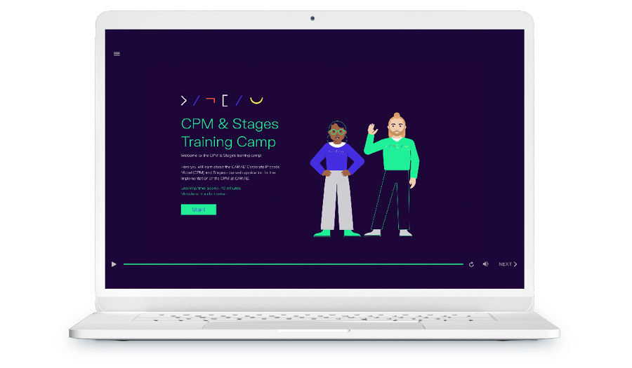 CARIAD CPM & Stages Trainingscamp Laptop Device Mockup mit Titelfolie Screen