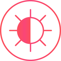 Dieses Icon zeig eine Sonne, die zur Hälfte schwarz und zur Hälfte weiß ist.