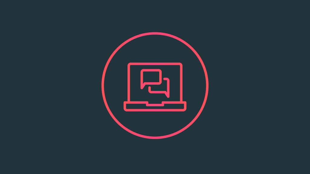 Icon eines Laptops mit Sprechblasen